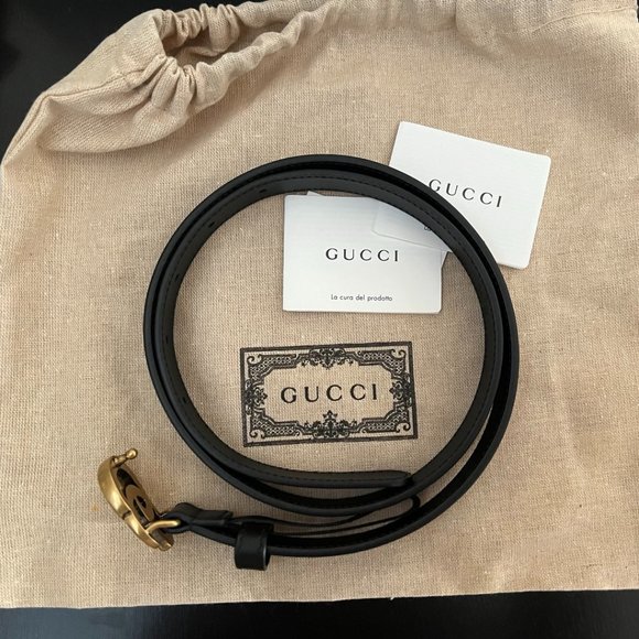 GUCCI LEATHER BELT WITH DOUBLE G BUCKLE - Picture 6 of 7